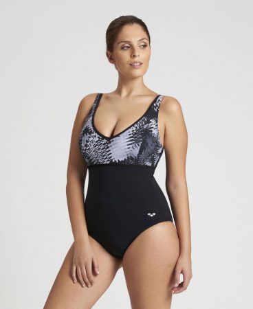 Shaping Swimsuits | Womens Arena Zora Wing Back One Piece BLACK MULTI-BLACK