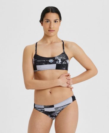 Bikini | Womens Arena Icons Team Stripe Sporty Top Bikini BLACK MULTI