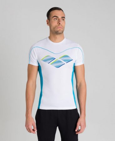 Tops | Mens Arena Front Panel T-Shirt WHITE-TURQUOISE